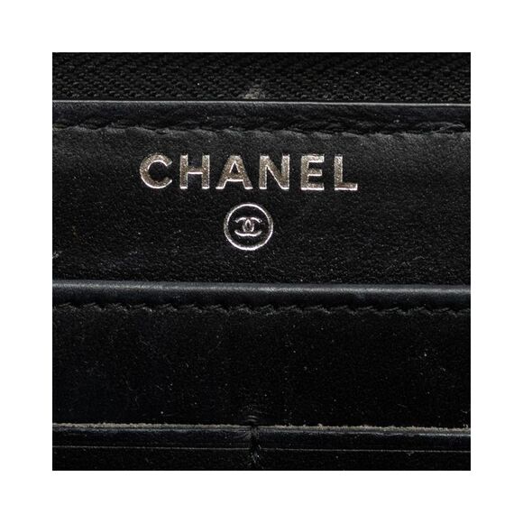 Pre Loved Chanel Tweed Zip Around Wallet Women Gray Long Wallets - Picture 8 of 8